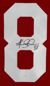 Keith Jackson Autographed Red College Style Jersey- JSA Witnessed Authenticated