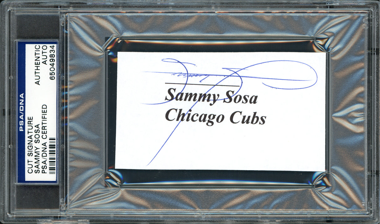 Sammy Sosa Autographed 2.25x3.75 Cut Signature Card Chicago Cubs PSA/DNA #65049834