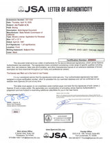 Joe Frazier Authentic Signed 8.5x13 1967 Boxing License Renewal App JSA #ZZ80605