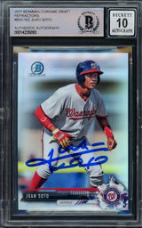 Juan Soto Autographed 2017 Bowman Chrome Draft Refractor Rookie Card #BDC162 New York Mets Auto Grade Gem Mint 10 Beckett BAS #14235093