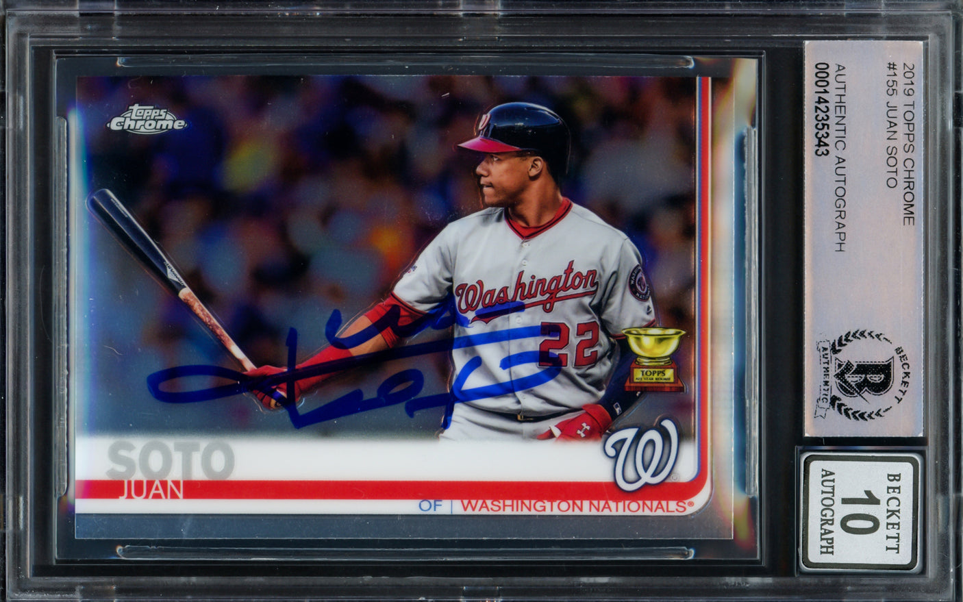 Juan Soto Autographed 2019 Topps Chrome Card #155 New York Yankees Auto Grade Gem Mint 10 Beckett BAS #14235343