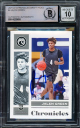 Jalen Green Autographed 2021-22 Chronicles Rookie Card #4 Houston Rockets Auto Grade Gem Mint 10 Beckett BAS Stock #205947
