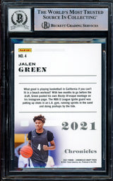 Jalen Green Autographed 2021-22 Chronicles Rookie Card #4 Houston Rockets Auto Grade Gem Mint 10 Beckett BAS Stock #205947