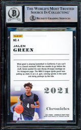 Jalen Green Autographed 2021-22 Chronicles Rookie Card #4 Houston Rockets Auto Grade Gem Mint 10 Beckett BAS Stock #205947