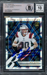 Mac Jones Autographed 2021 Panini Donruss Elite Series Rookie Card #ESR-MJO New England Patriots Auto Grade Gem Mint 10 Beckett BAS Stock #205971