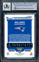 Mac Jones Autographed 2021 Panini Donruss The Rookies Rookie Card #TR-MJO New England Patriots Auto Grade Gem Mint 10 Beckett BAS Stock #205972
