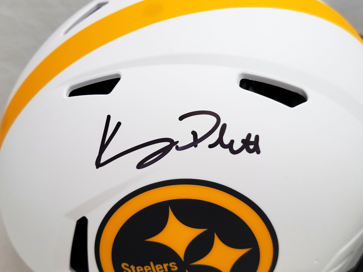 Kenny Pickett Autographed Pittsburgh Steelers Lunar Eclipse White Full Size Authentic Speed Helmet Beckett BAS QR Stock #205922