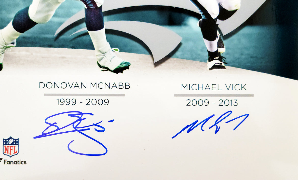 Philadelphia Eagles Quarterbacks Autographed 16x20 Photo With 4 Signatures Including Randall Cunningham & Donovan McNabb Beckett BAS Stock #206005