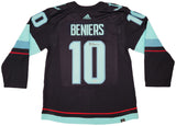 Seattle Kraken Matty Beniers Autographed Blue Adidas Jersey Size 54 With Inaugural Patch Fanatics Holo Stock #206001