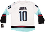 Seattle Kraken Matty Beniers Autographed White Fanatics Jersey Size XL With Inaugural Patch Fanatics Holo Stock #206007