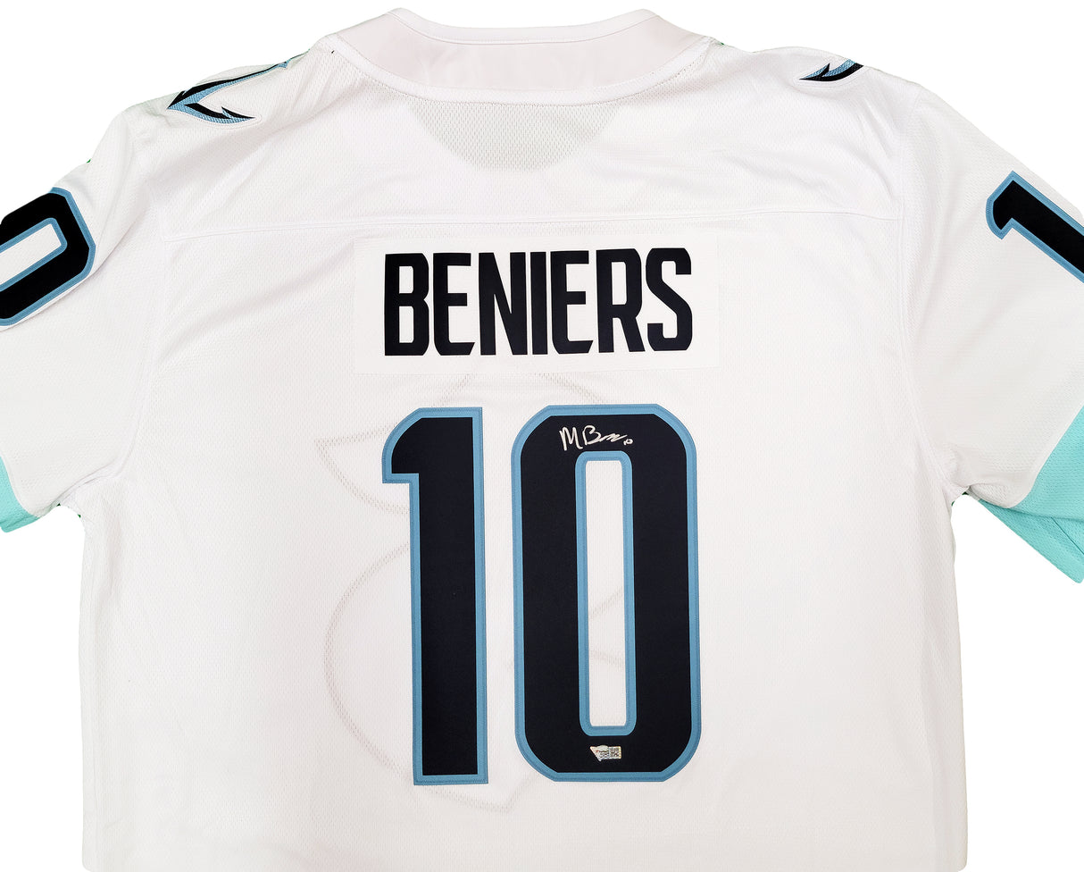 Seattle Kraken Matty Beniers Autographed White Fanatics Jersey Size XL With Inaugural Patch Fanatics Holo Stock #206007