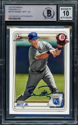 Bobby Witt Jr. Autographed 2020 1st Bowman Paper Prospects Rookie Card #BP-25 Kansas City Royals Auto Grade Gem Mint 10 Beckett BAS Stock #206064