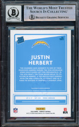 Justin Herbert Autographed 2020 Donruss Rated Rookie Blue Press Proof Rookie Card #303 Los Angeles Chargers Auto Grade Gem Mint 10 Beckett BAS #14242581