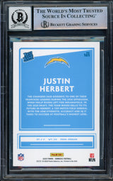 Justin Herbert Autographed 2020 Donruss Rated Rookie Blue Press Proof Rookie Card #303 Los Angeles Chargers Auto Grade Gem Mint 10 Beckett BAS #14242582