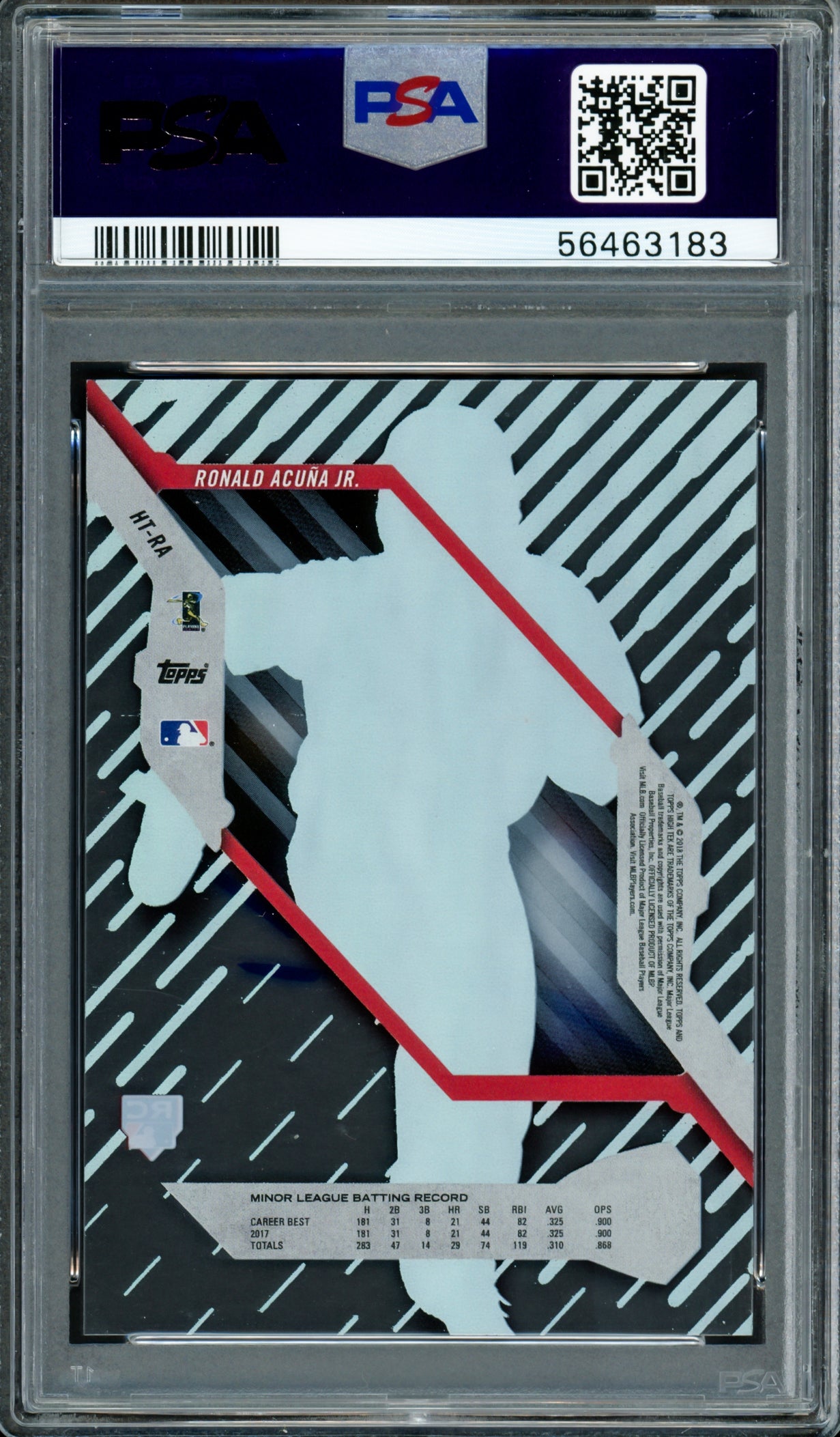 Ronald Acuna Jr. Autographed 2018 Topps High Tek Rookie Card #HT-RA Atlanta Braves PSA 8 Auto Grade Gem Mint 10 PSA/DNA #56463183