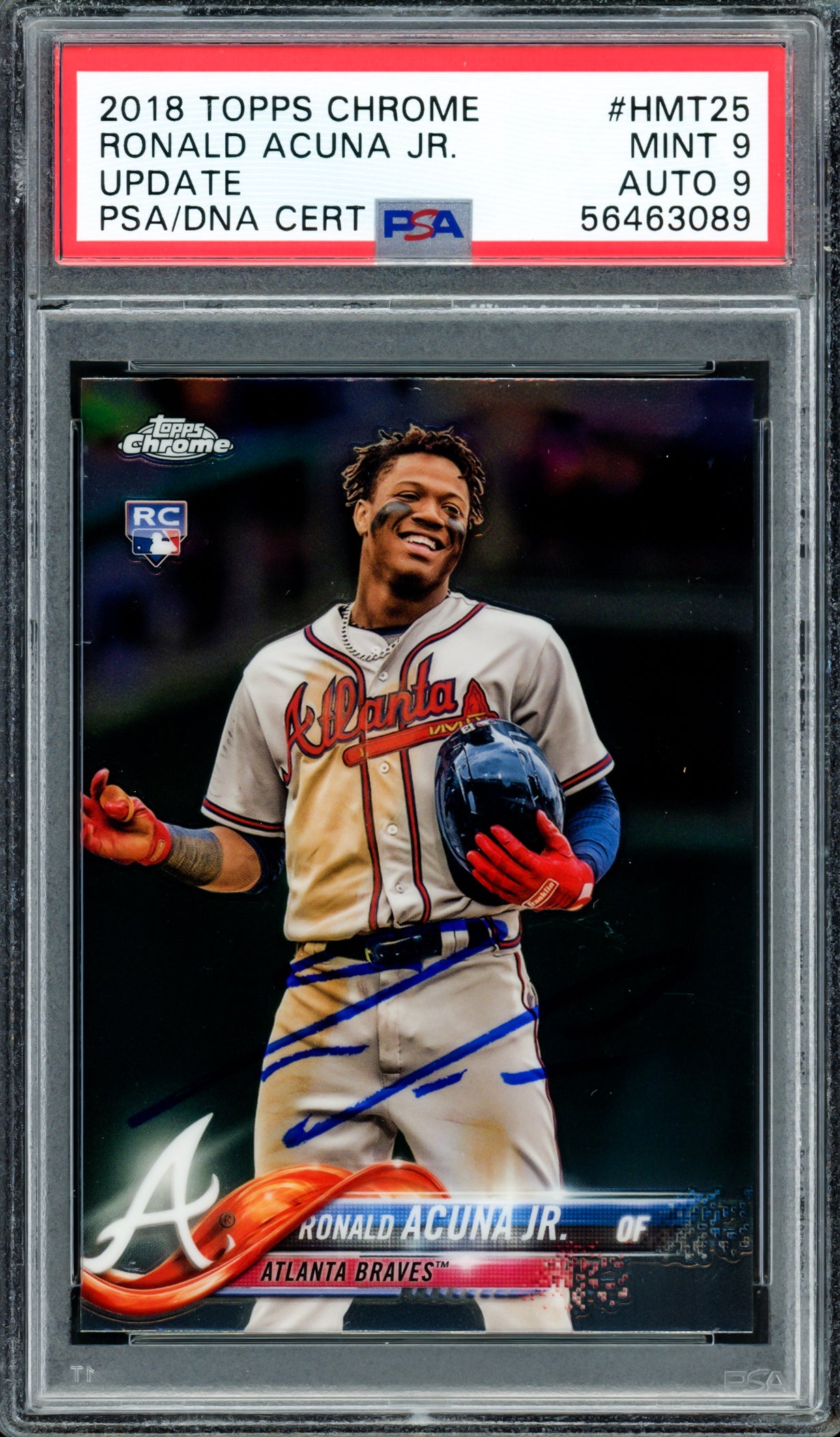 Ronald Acuna Jr. Autographed 2018 Topps Chrome Update Rookie Card #HMT25 Atlanta Braves PSA 9 Auto Grade Mint 9 PSA/DNA #56463089