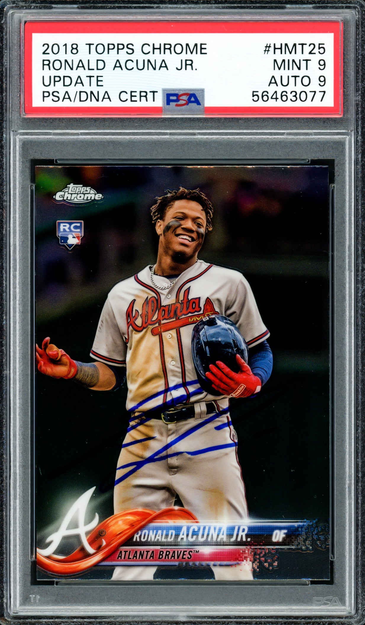 Ronald Acuna Jr. Autographed 2018 Topps Chrome Update Rookie Card #HMT25 Atlanta Braves PSA 9 Auto Grade Mint 9 PSA/DNA #56463077