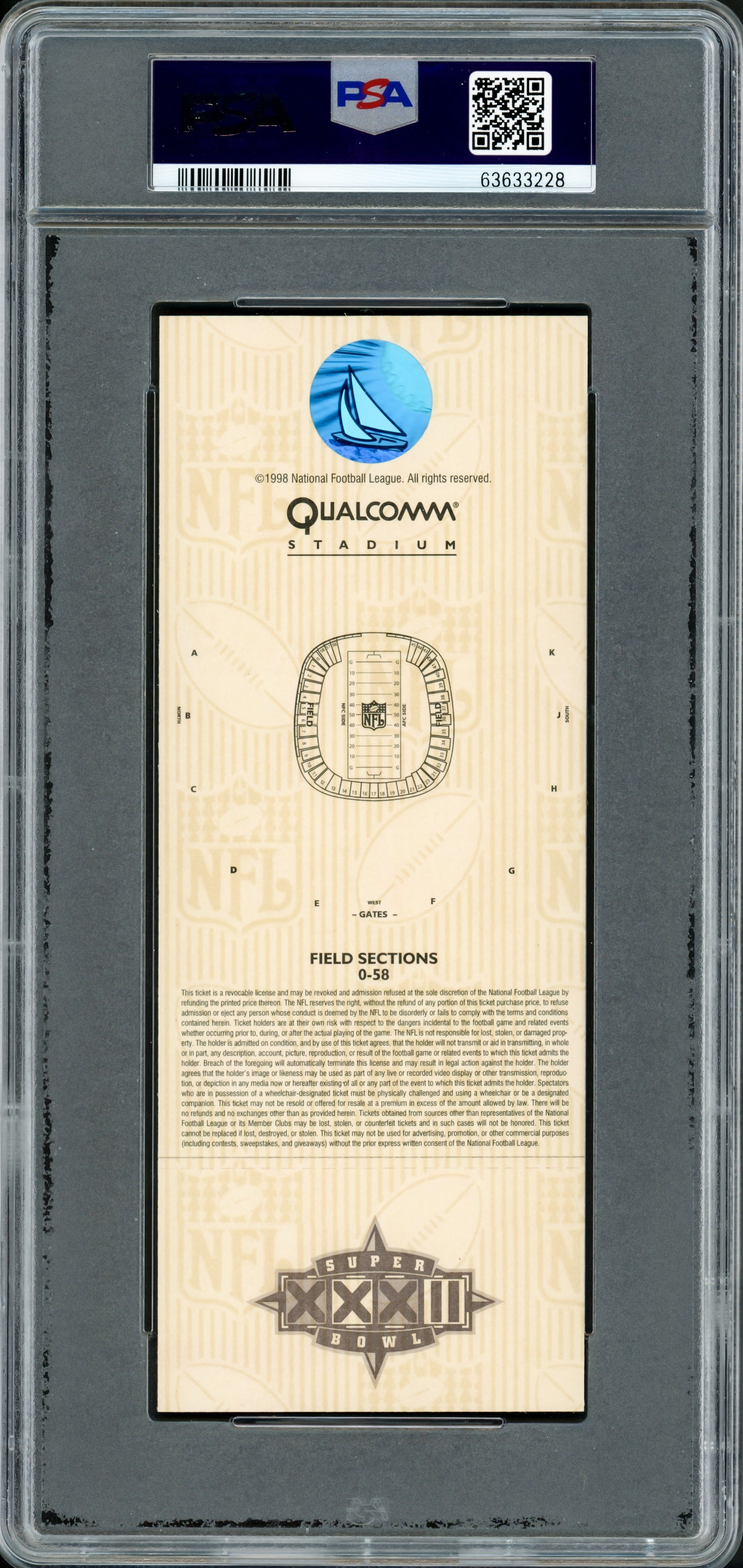 John Elway Autographed 1998 Super Bowl XXXII Ticket Denver Broncos PSA 9 Auto Grade Gem Mint 10 PSA/DNA #63633228