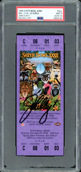 John Elway Autographed 1998 Super Bowl XXXII Ticket Denver Broncos PSA 9 Auto Grade Gem Mint 10 PSA/DNA #63633156