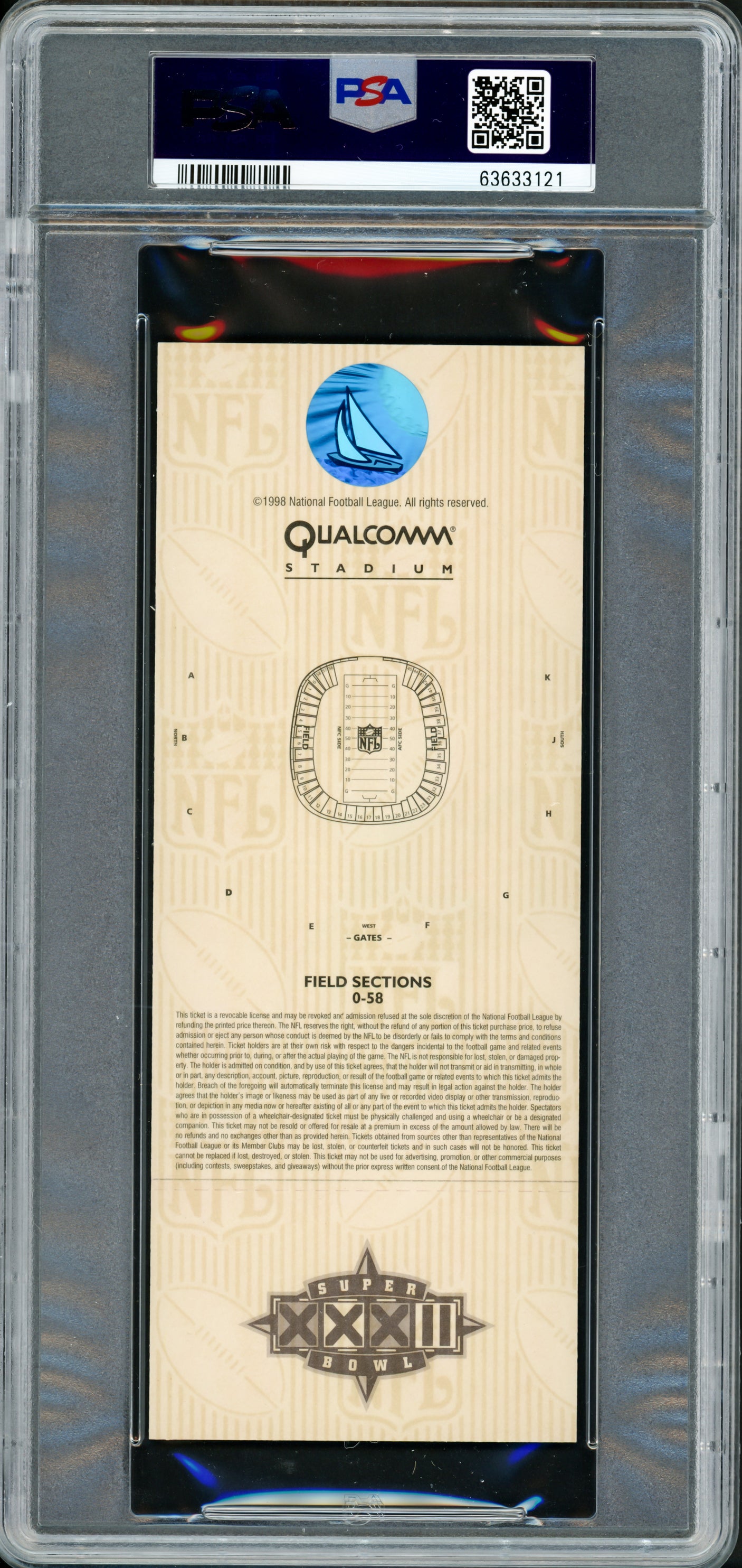 John Elway Autographed 1998 Super Bowl XXXII Ticket Denver Broncos PSA 9 Auto Grade Near Mint/Mint 8 PSA/DNA #63633121