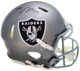 Davante Adams Autographed Las Vegas Raiders Flash Gray Full Size Authentic Speed Helmet Beckett BAS QR Stock #206038