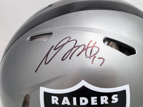 Davante Adams Autographed Las Vegas Raiders Flash Gray Full Size Authentic Speed Helmet Beckett BAS QR Stock #206038
