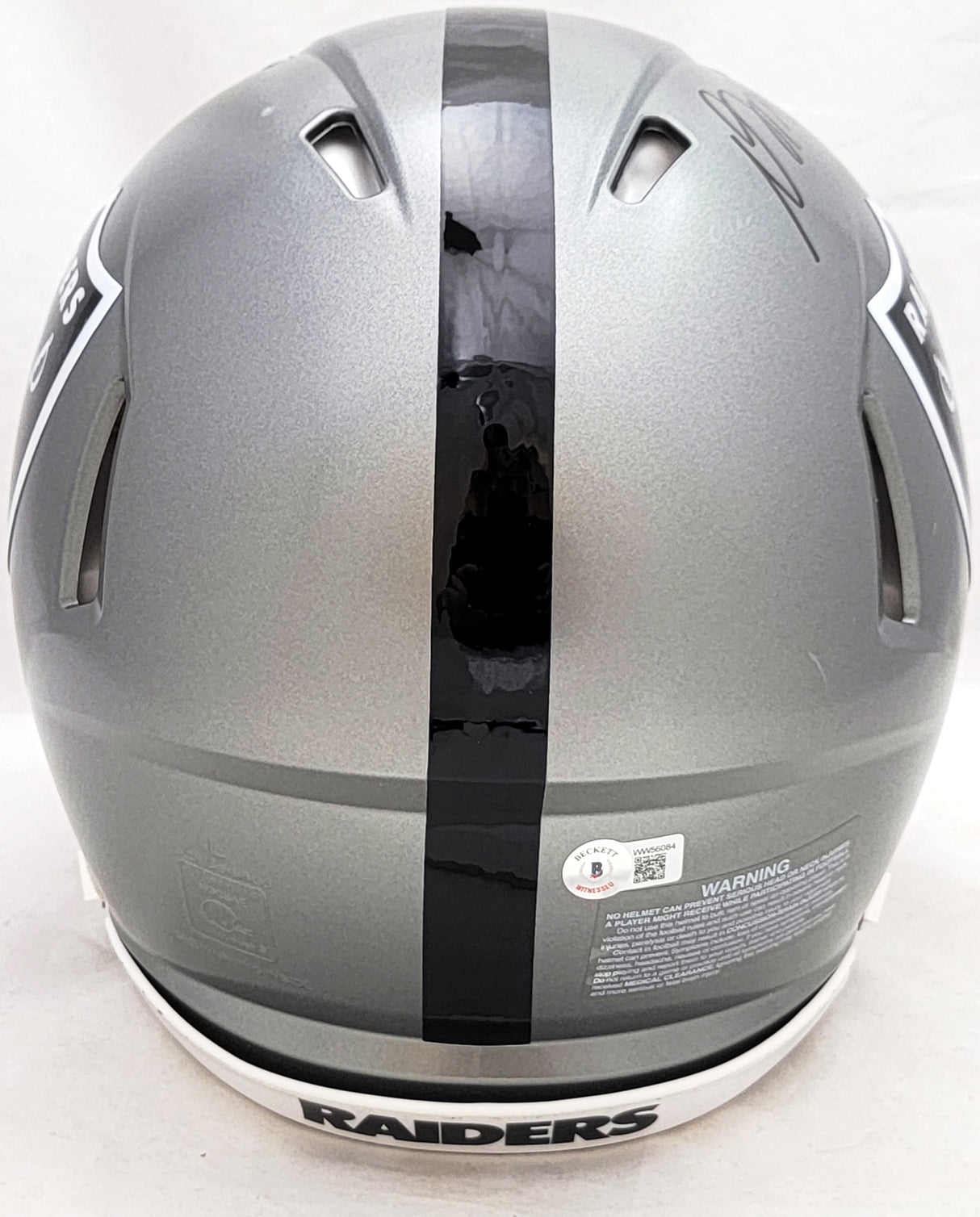 Davante Adams Autographed Las Vegas Raiders Flash Gray Full Size Authentic Speed Helmet Beckett BAS QR Stock #206038