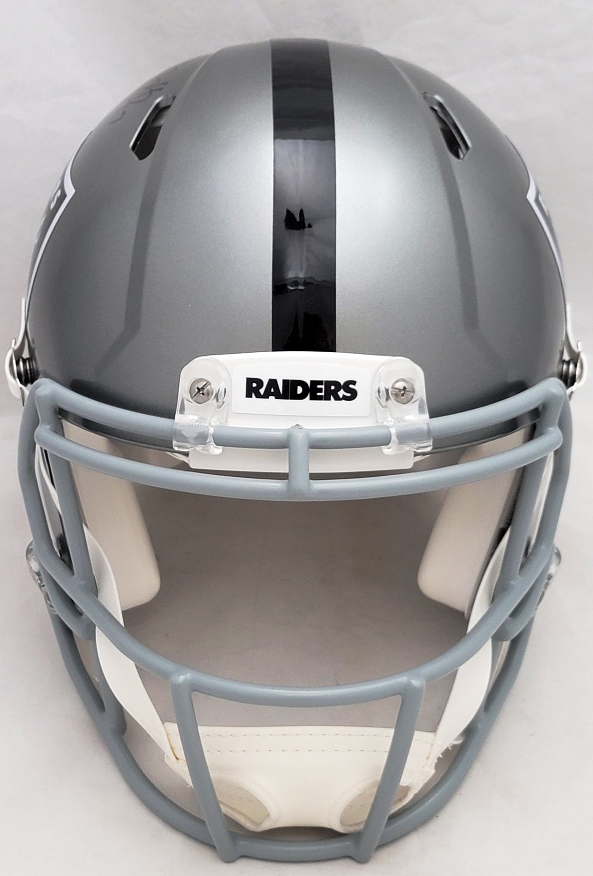 Davante Adams Autographed Las Vegas Raiders Flash Gray Full Size Authentic Speed Helmet Beckett BAS QR Stock #206038