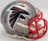 Drake London Autographed Atlanta Falcons Flash Gray Speed Mini Helmet Beckett BAS QR Stock #206127