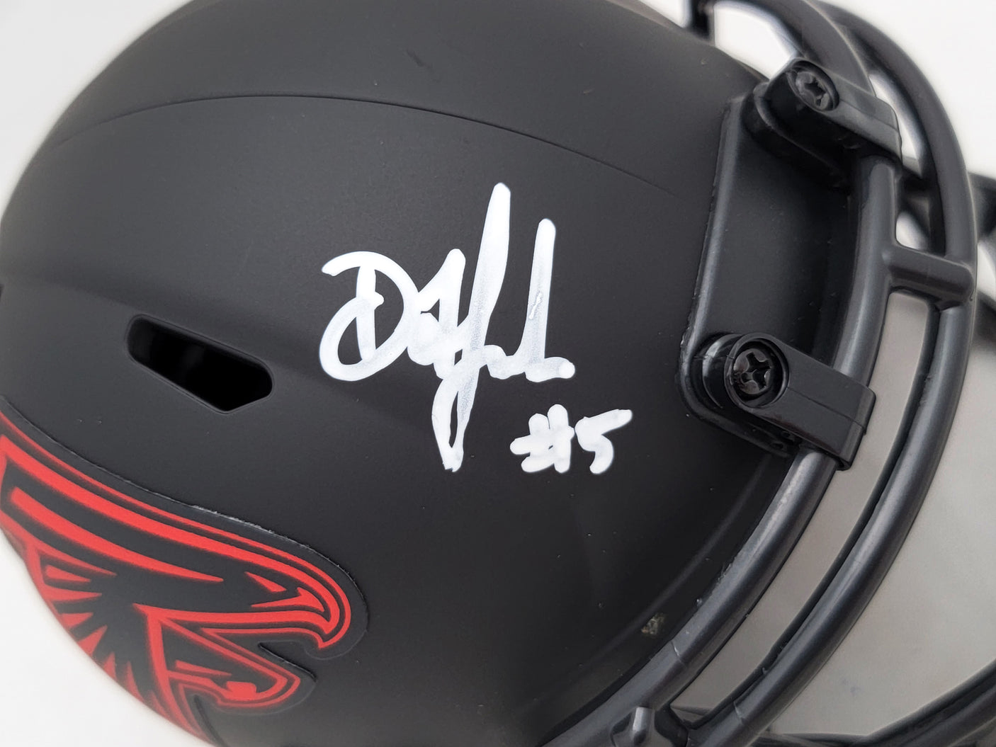 Drake London Autographed Atlanta Falcons Eclipse Black Speed Mini Helmet Beckett BAS QR Stock #206128