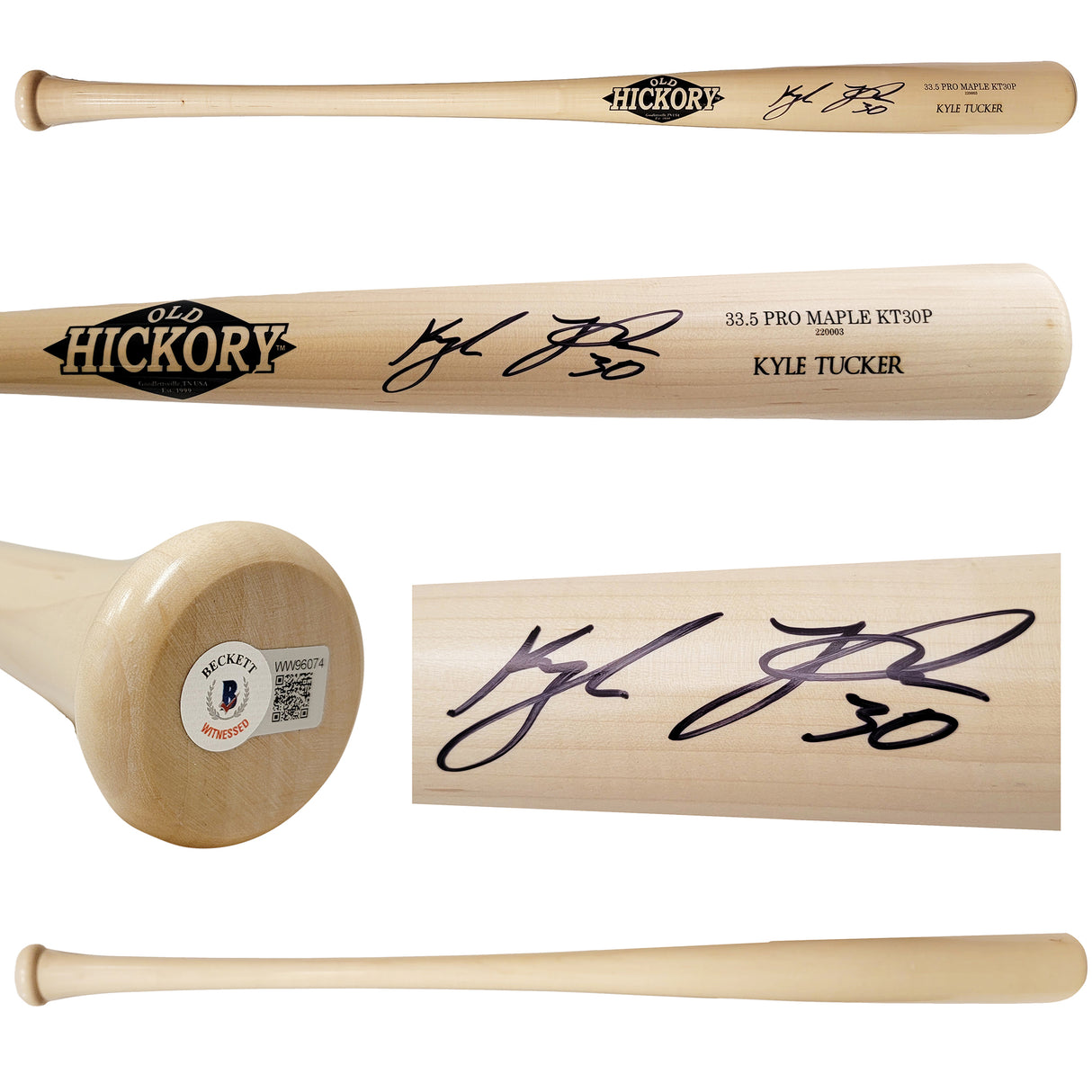 Kyle Tucker Autographed Blonde Old Hickory 33.5 Pro Maple KT30P Game Model Bat Houston Astros Beckett BAS QR Stock #206490