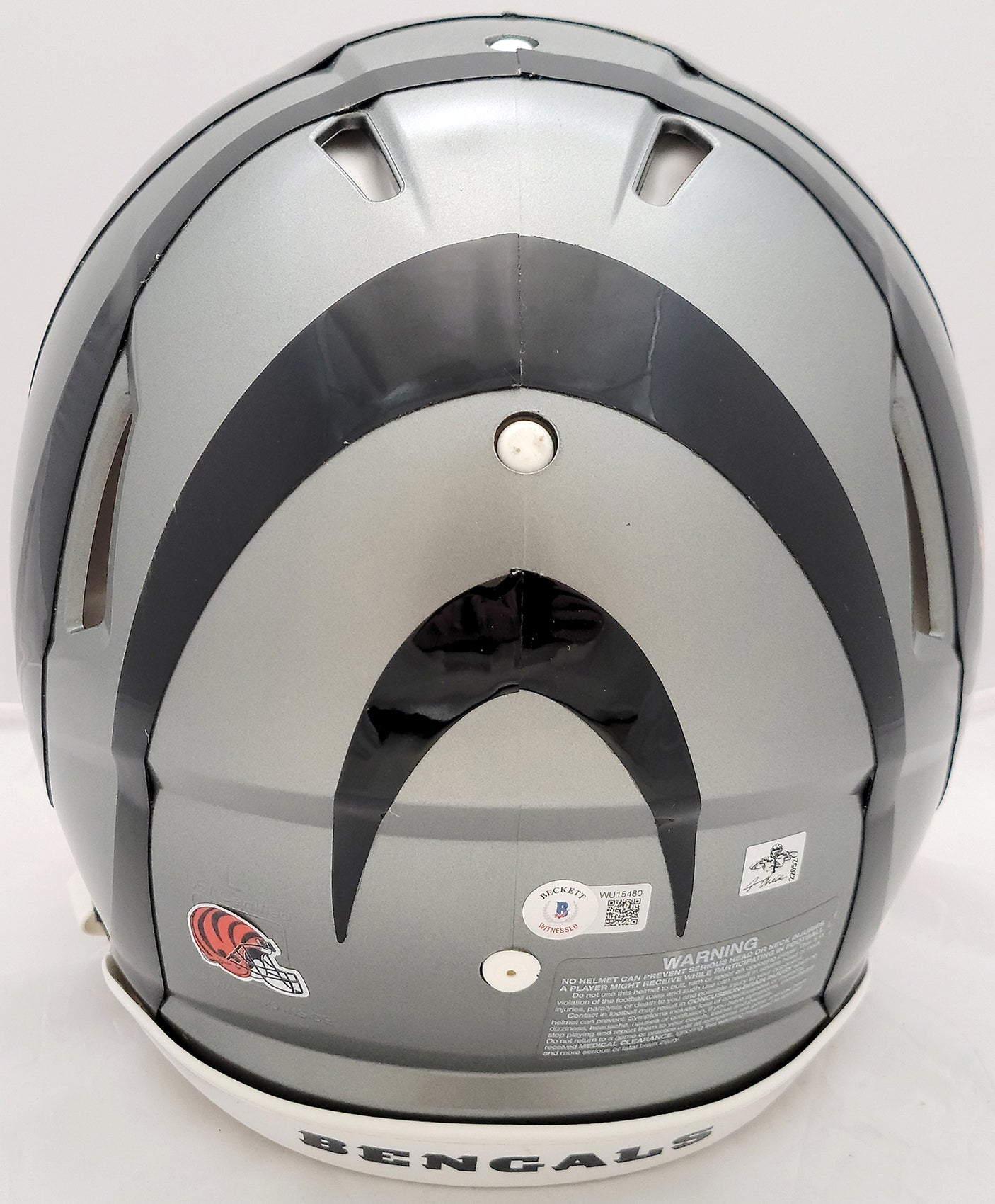 Ja'Marr Chase Autographed Cincinnati Bengals Flash Gray Full Size Authentic Speed Helmet Beckett BAS QR Stock #205624