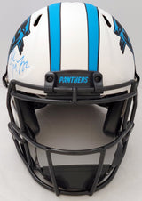 Christian McCaffrey Autographed Carolina Panthers Lunar Eclipse White Full Size Authentic Speed Helmet Beckett BAS QR Stock #205661