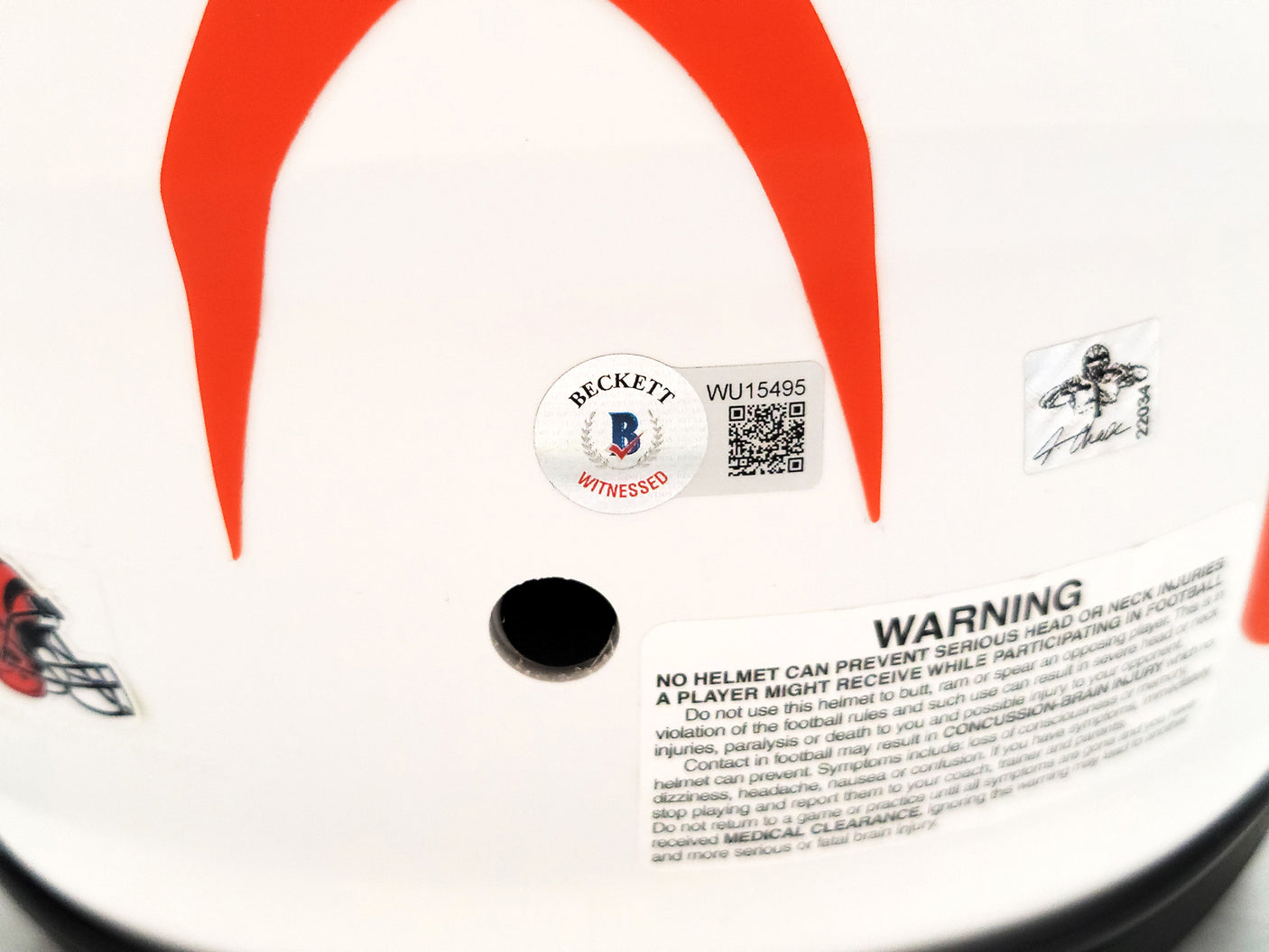 Ja'Marr Chase Autographed Cincinnati Bengals Lunar Eclipse White Full Size Authentic Speed Helmet Beckett BAS QR Stock #205623