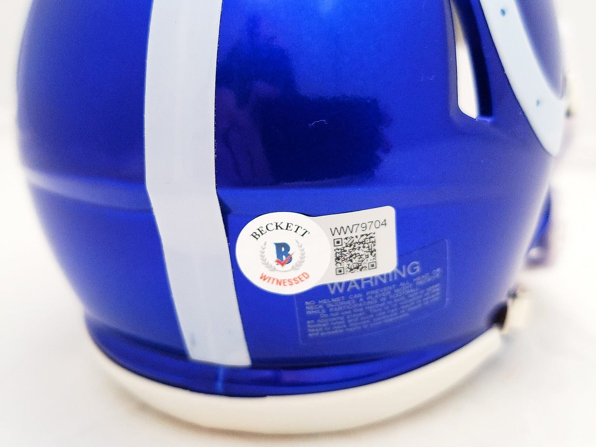 Matt Ryan Autographed Indianapolis Colts Flash Blue Speed Mini Helmet Beckett BAS QR Stock #203908