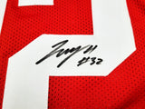 Ohio State Buckeyes TreVeyon Henderson Autographed Red Jersey Beckett BAS QR Stock #203905
