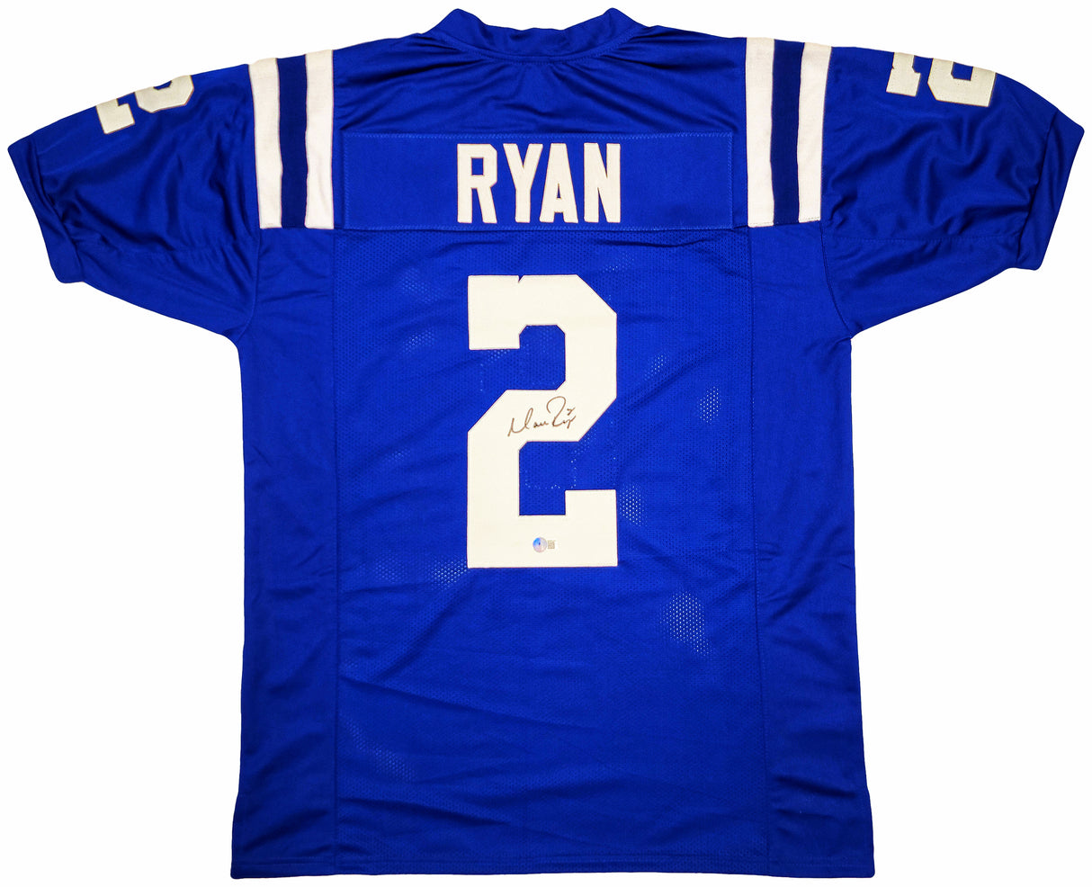Indianapolis Colts Matt Ryan Autographed Blue Jersey Beckett BAS QR Stock #203906