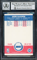 Hakeem Olajuwon Autographed 1987-88 Fleer Card #80 Houston Rockets Auto Grade Gem Mint 10 Beckett BAS #14128166