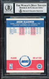 Hakeem Olajuwon Autographed 1987-88 Fleer Card #80 Houston Rockets Auto Grade Gem Mint 10 Beckett BAS #14128168