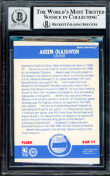 Hakeem Olajuwon Autographed 1987-88 Fleer Stickers Card #3 Houston Rockets Auto Grade Gem Mint 10 Beckett BAS Stock #205733