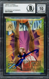 Allen Iverson Autographed 1996-97 Skybox Z Force Rookie Card #151 Philadelphia 76ers Auto Grade Gem Mint 10 Beckett BAS #14128584