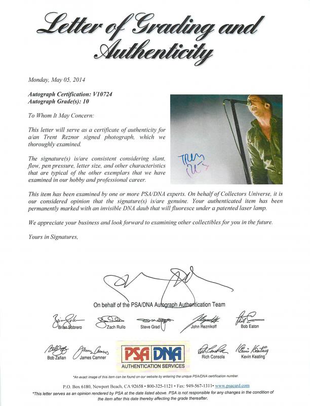 Trent Reznor Nine Inch Nails Signed 16X20 Photo Graded Gem Mint 10! PSA #V10724