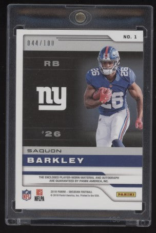 2018 Panini Obsidian Saquon Barkley Rookie Jersey Ink /100
