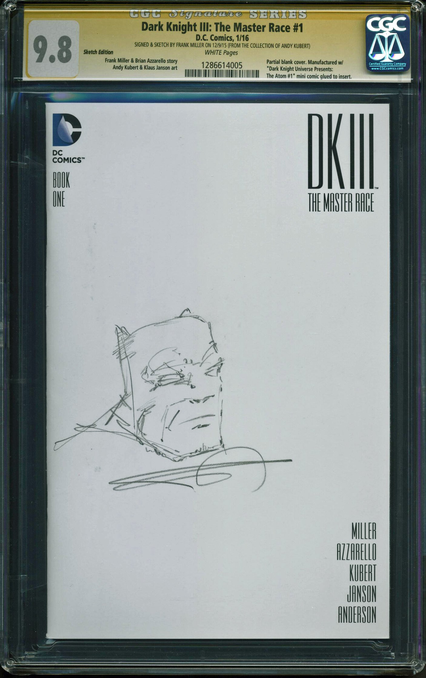 Frank Miller Signed Batman Dark Knight III The Master Race #1 w/ Sketch CGC 9.8
