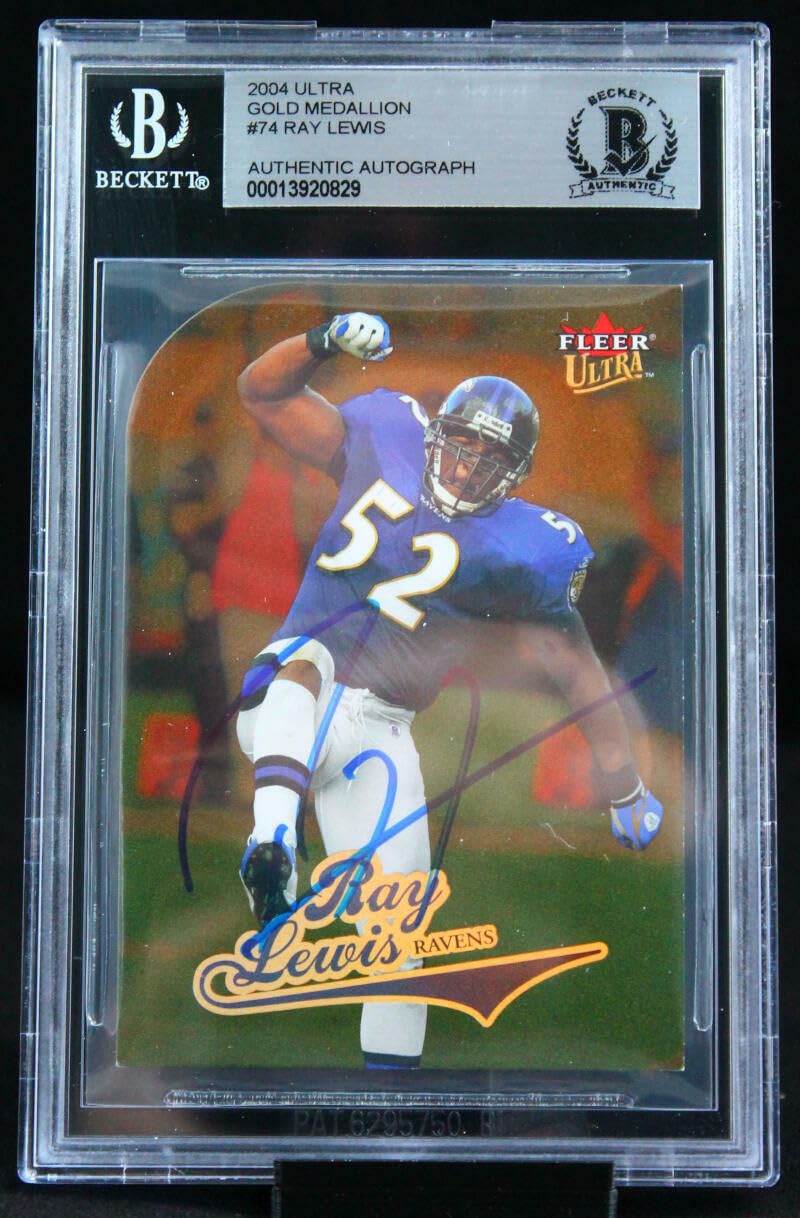 2004 Ultra Gold Medallion #74 Ray Lewis Baltimore Ravens BGS Autograph 10