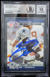 1990 Pro Set #685 Emmitt Smith Auto Dallas Cowboys BGS Autograph 10