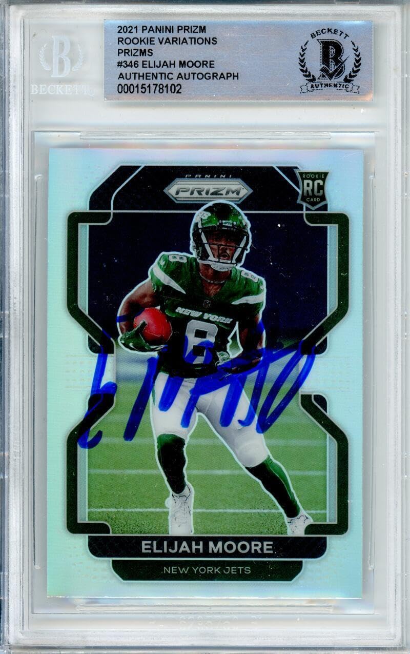 2021 Panini Prizm Silver Rookie Variations #346 Elijah Moore Jets BGS Auto 10