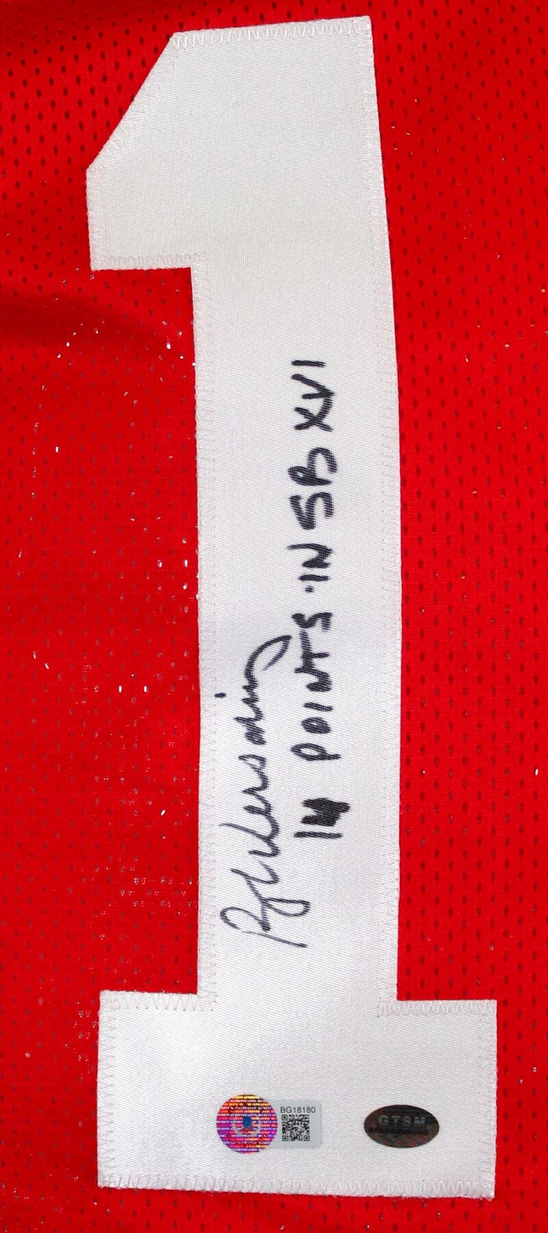 Ray Wersching Autographed Red Pro Style Jersey w/14 points SB XVI- Beckett Holog