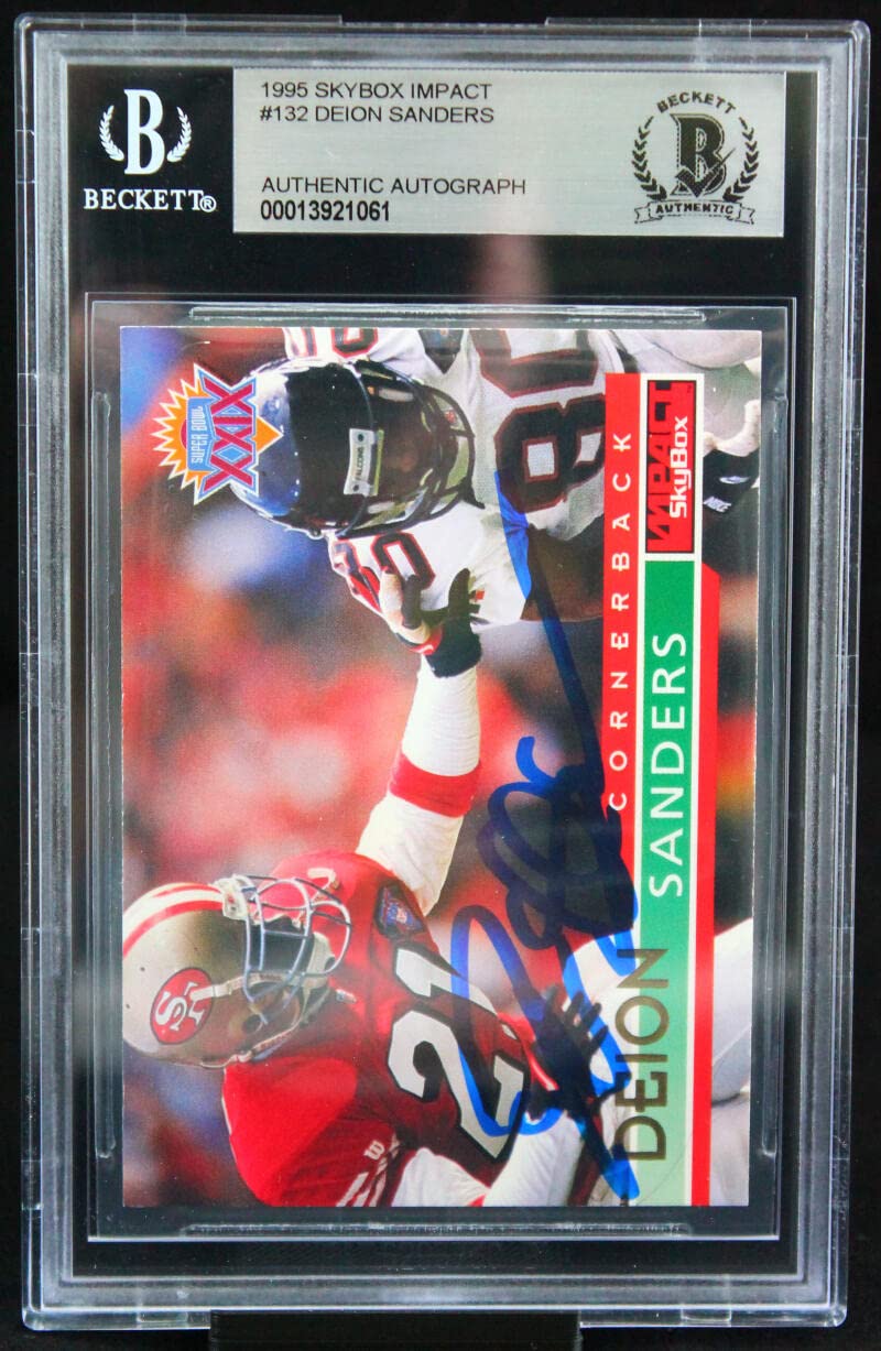 1995 Skybox Impact #132 Deion Sanders Auto 49ers BGS Autograph 10