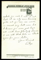 Grover Cleveland Alexander Signed 6x9.25 1939 Handwritten Letter JSA #Z31392